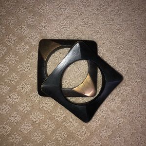 Square black and gold bracelets